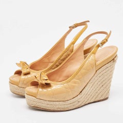 Dior Brown Patent Bow Akzente Espadrilles Größe 40,5