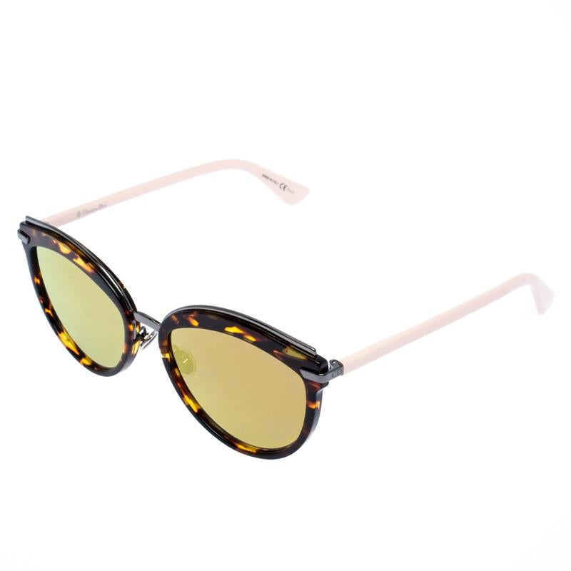 Beige Dior Brown/Pink Offset 2 Mirrored Oversized Round Sunglasses