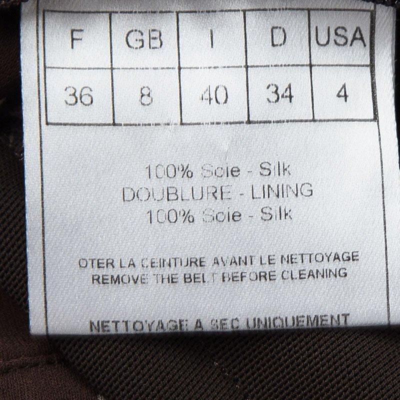 Dior Brown Polka Dot Print Silk Ruched Panel Detail Strapless Dress S 1