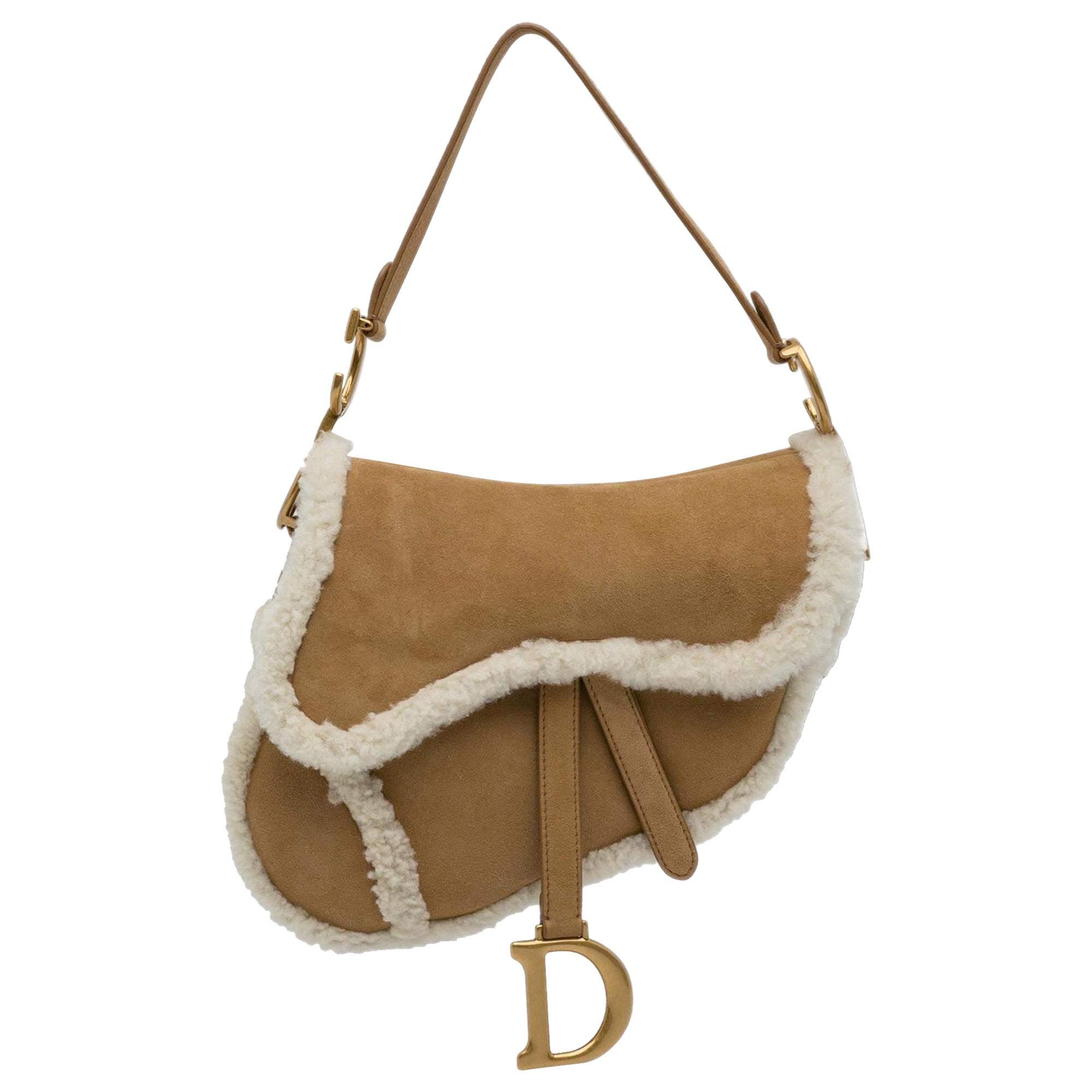 Dior Brown Shearling Saddle Bag