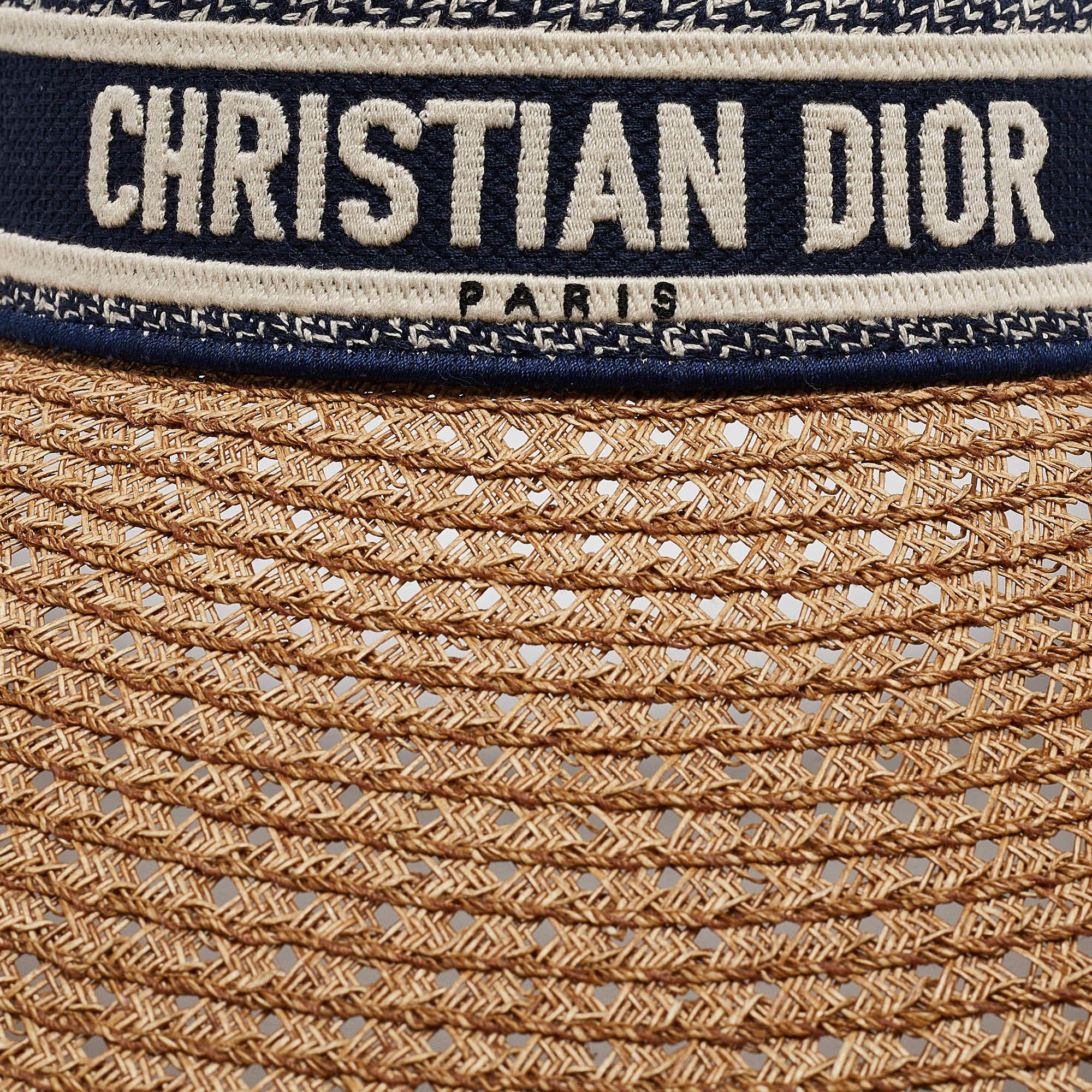 Dior Brown Straw Dioriviera D-Ocean Visor with Silk Mitzah 1