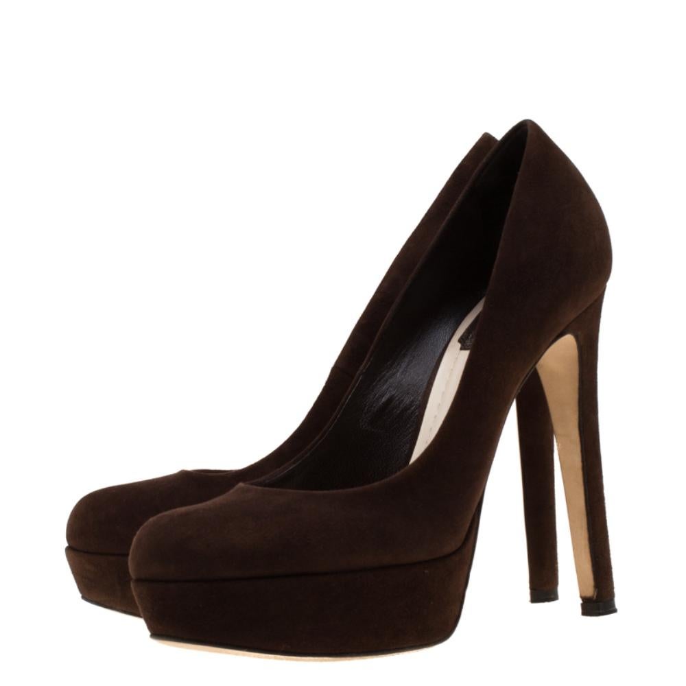 Dior Brown Suede Miss Dior Platform Pumps Size 37 2