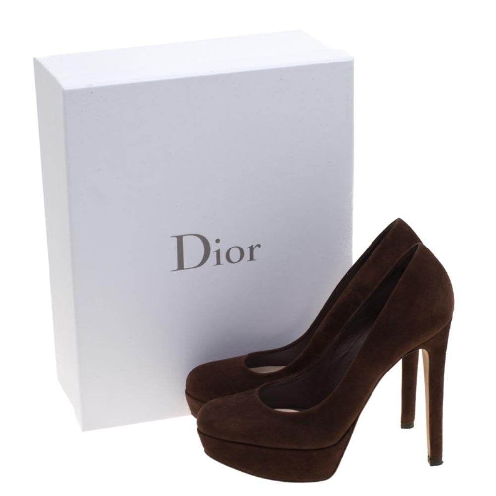 Dior Brown Suede Miss Dior Platform Pumps Size 37 3