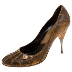 Dior Brown Textured Leather Pumps Size 41
