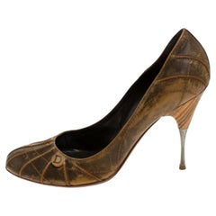 Dior Brown Textured Leather Pumps Size 41