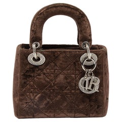 Dior Brown Velvet Mini Lady Dior Tote