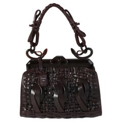 Dior Brown Woven Leather Samourai Frame Bag