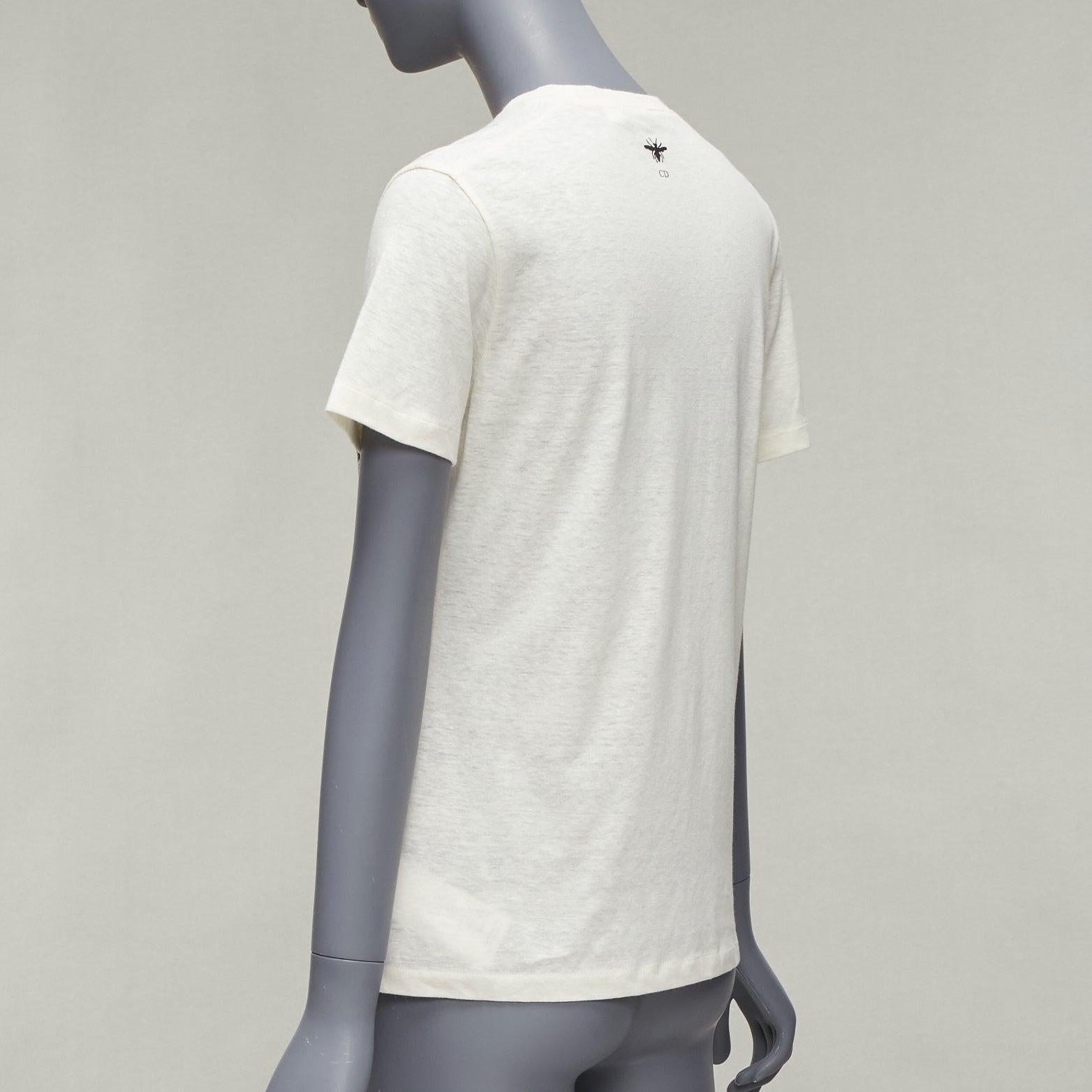 DIOR Brutal Journey OF The Heart graphic print ecru cotton linen tshirt XS For Sale 1