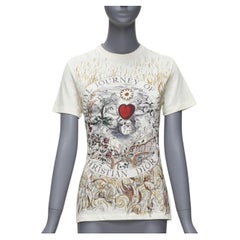 DIOR Brutal Journey of the Heart Grafikdruck ecru Baumwolle Leinen T-Shirt XS