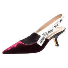 Dior Burgandy Velvet J'Adior Slingback Pointed Toe Sandals Size 38