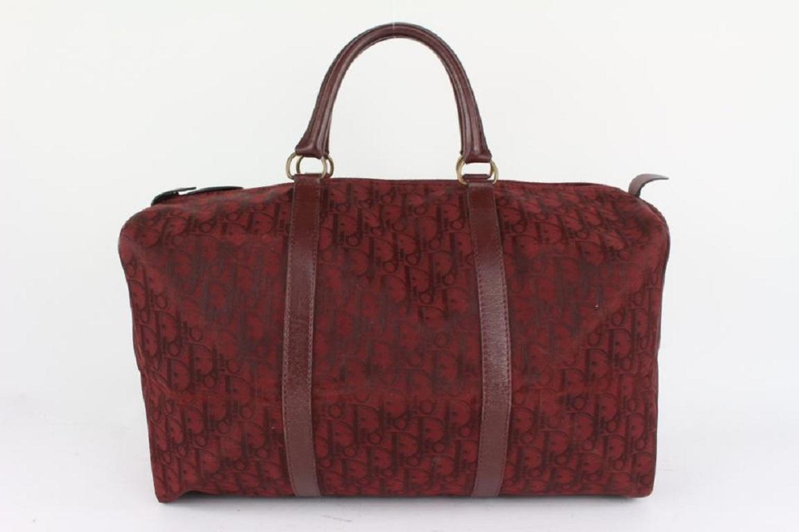 Brown Dior Burgundy Bordeaux Monogram Trotter Boston Duffle Bag 1014d5 For Sale