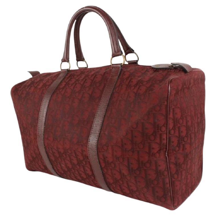 Dior Burgundy Bordeaux Monogram Trotter Boston Duffle Bag 1014d5 For Sale