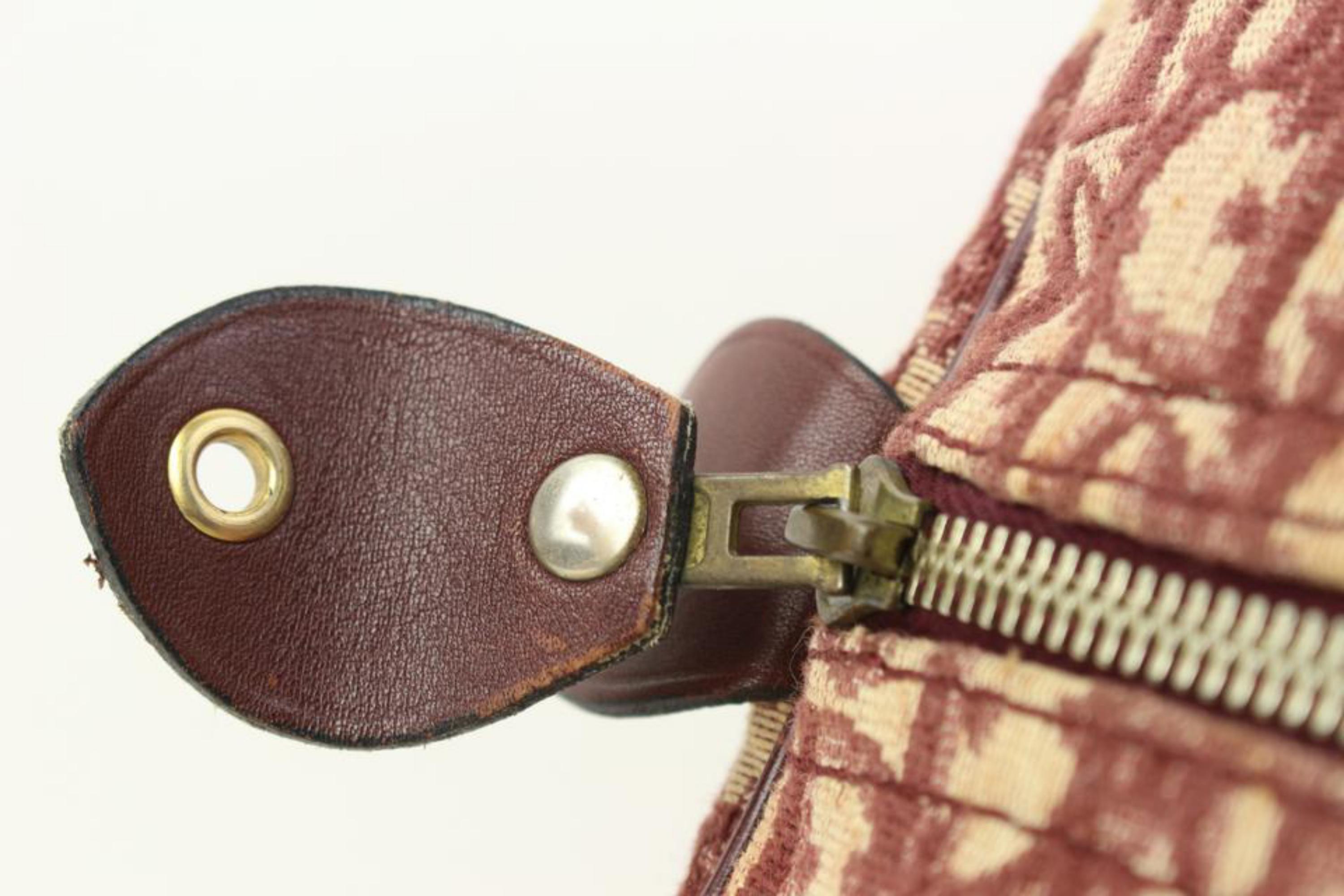 Brown Dior Burgundy Bordeaux Monogram Trotter Oblique Boston Duffle Bag 111d21