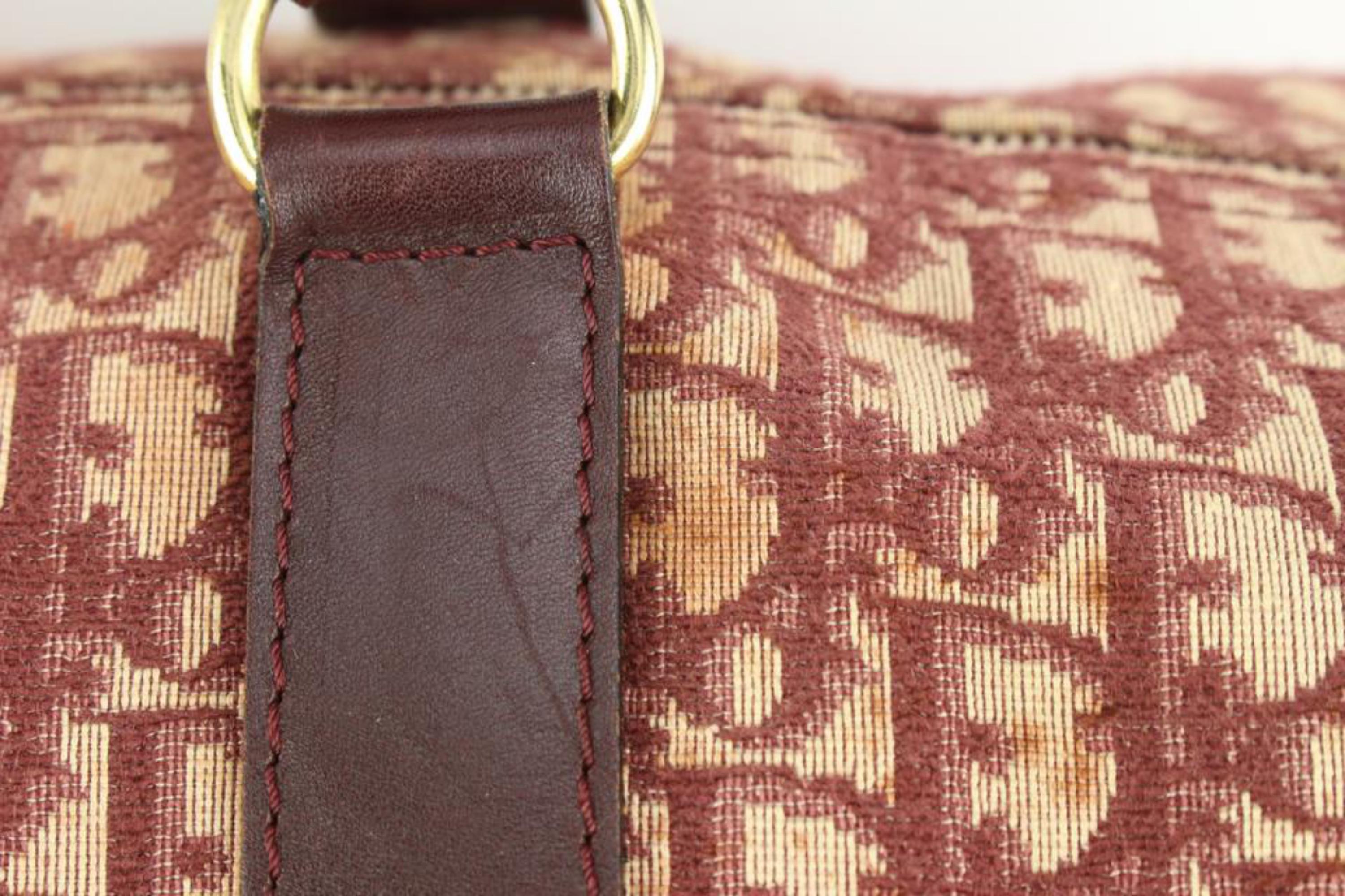 Women's Dior Burgundy Bordeaux Monogram Trotter Oblique Boston Duffle Bag 111d21