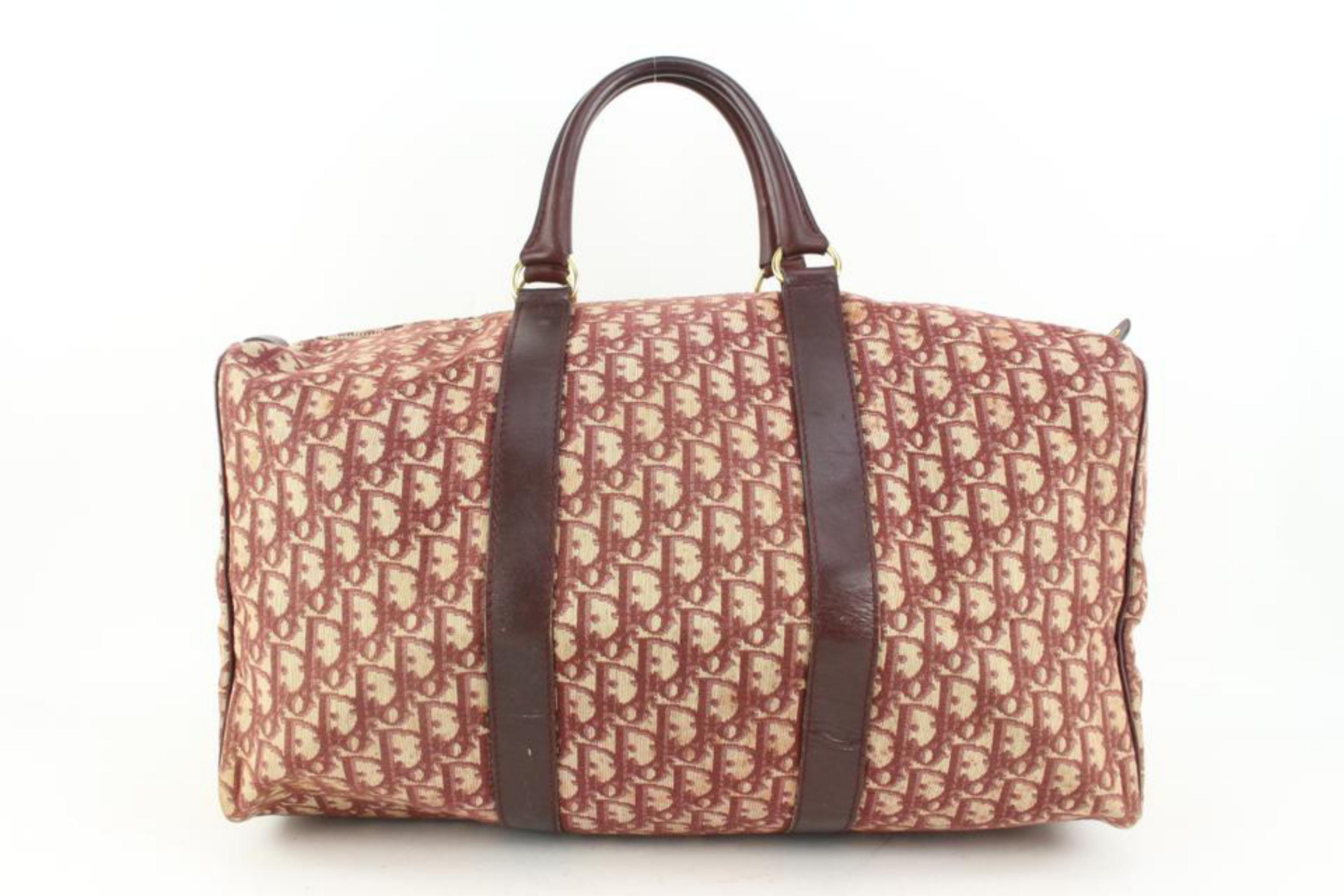 Dior Burgundy Bordeaux Monogram Trotter Oblique Boston Duffle Bag 111d21 1