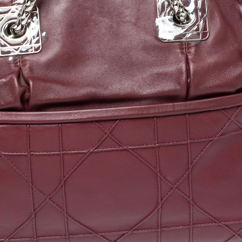 Dior Burgundy Cannage Leather Granville Chain Link Tote 4