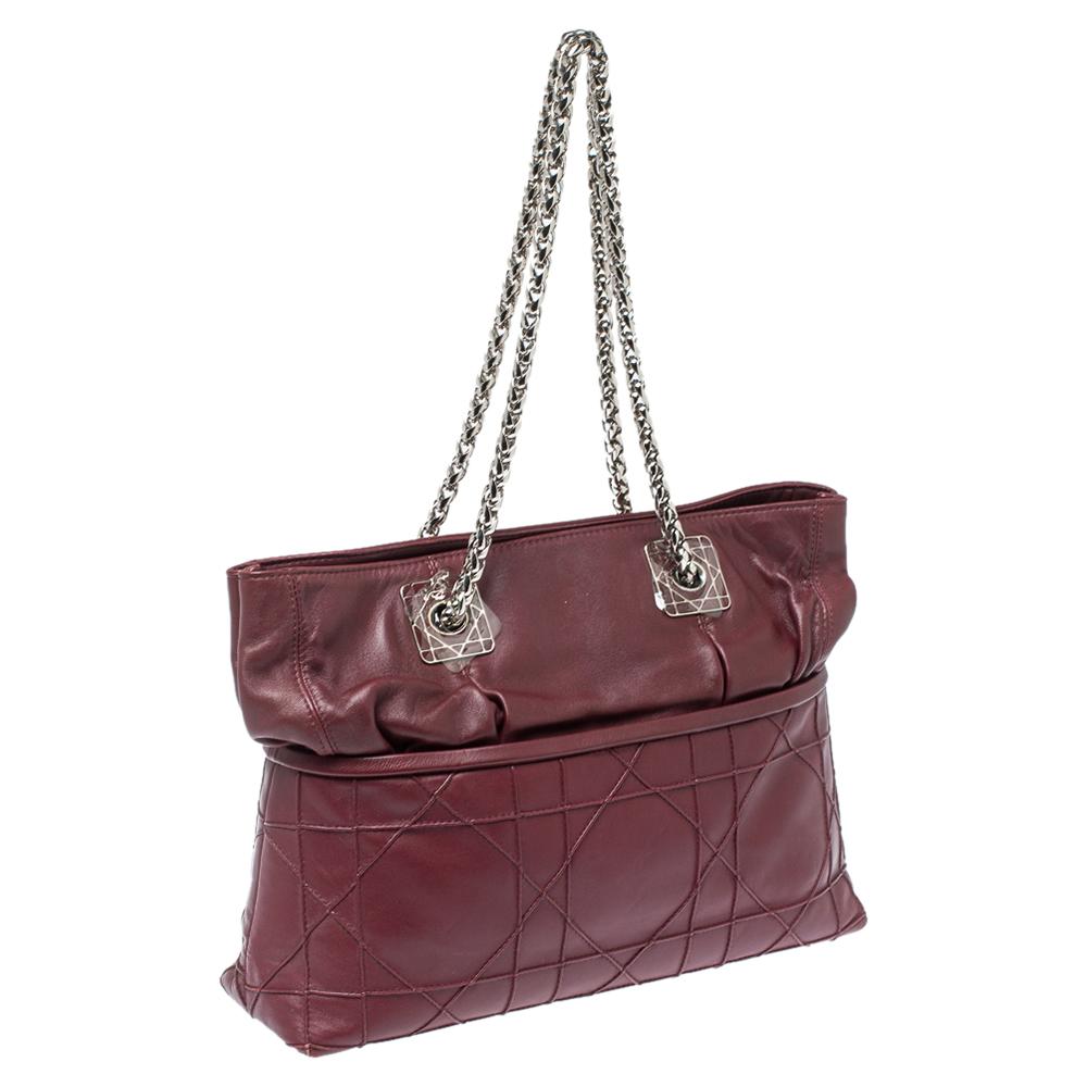 Bolso Dior Borgoña Cannage Piel Granville Chain Link 5