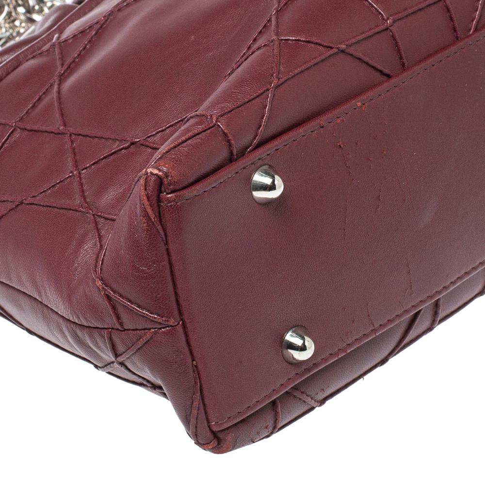 Dior Burgundy Cannage Leather Granville Chain Link Tote 5