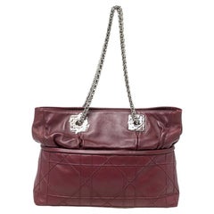 Dior Burgundy Cannage Leather Granville Chain Link Tote