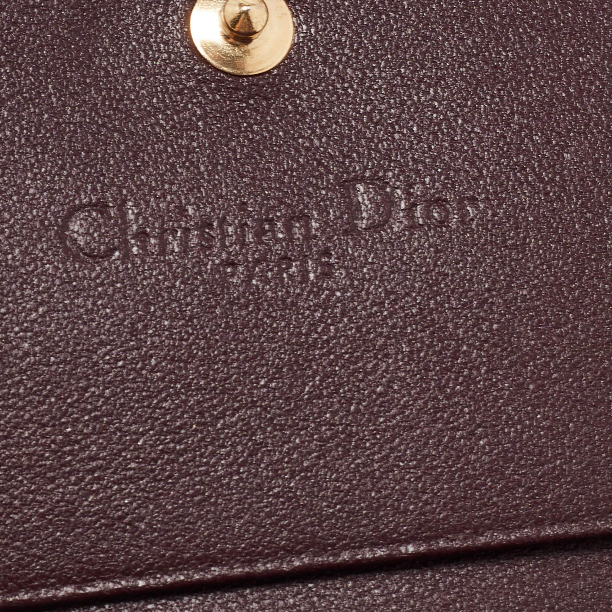 Dior Burgundy Cannage Leather Lady Dior Flap Card Case 1