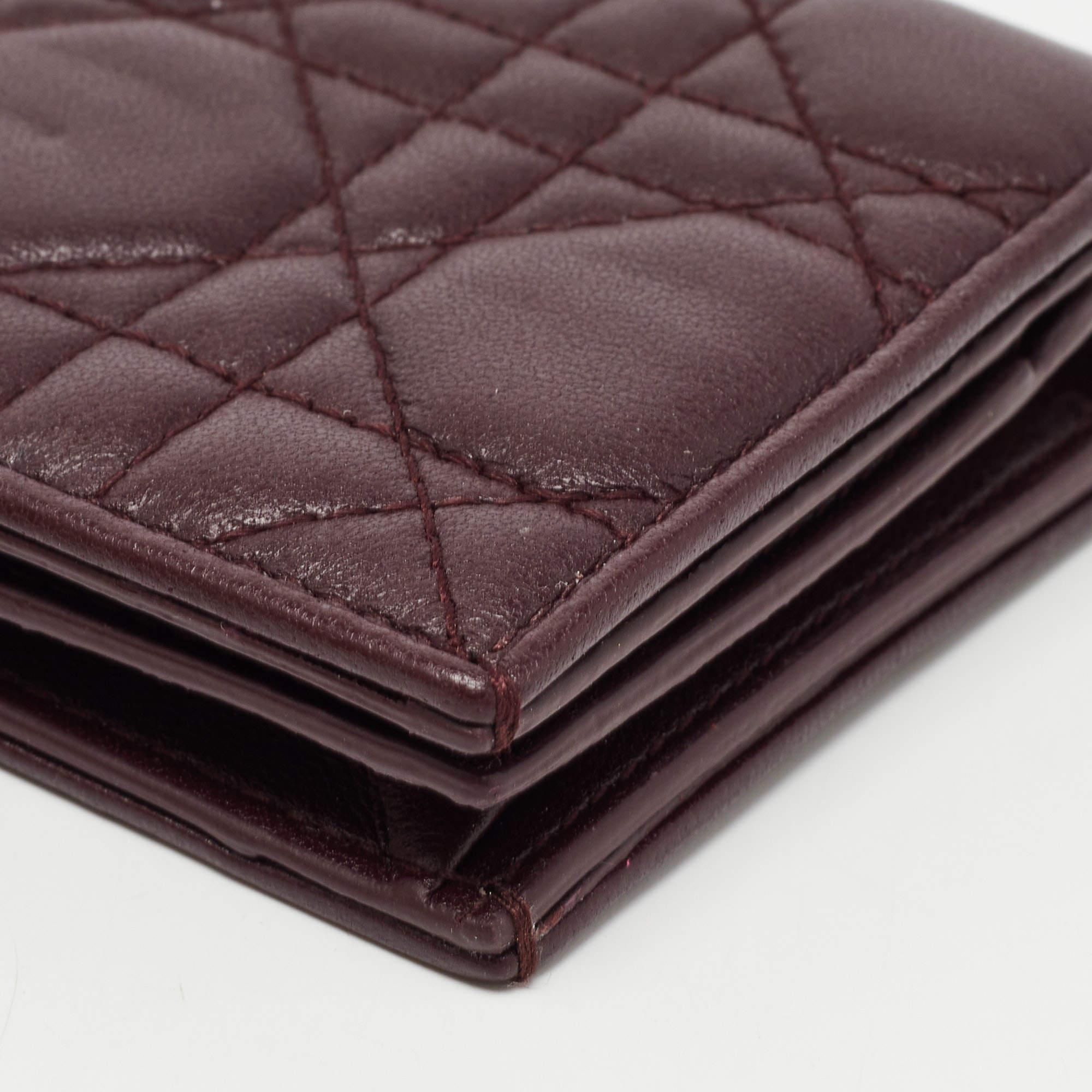 Dior Burgundy Cannage Leather Lady Dior Flap Card Case 2
