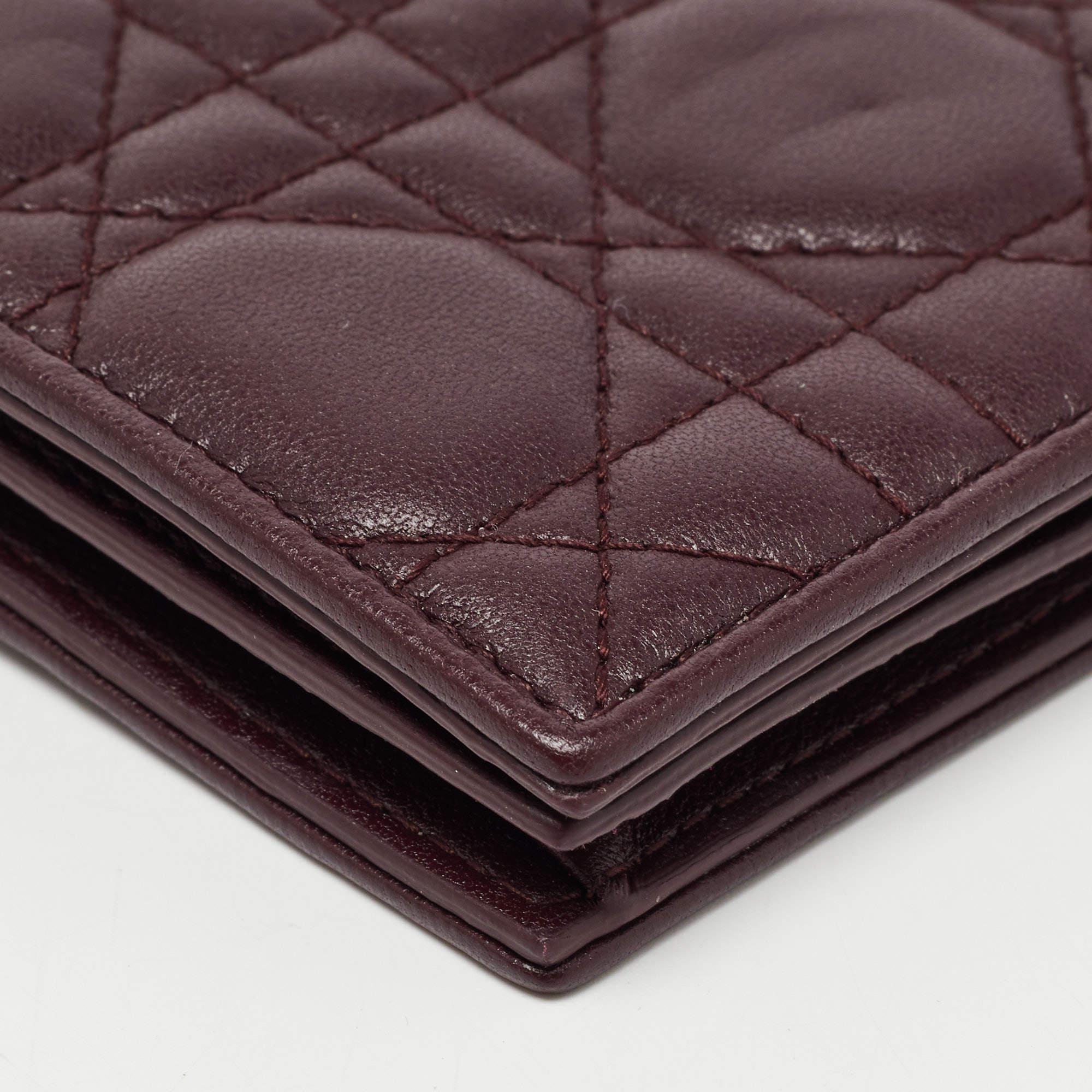 Dior Burgundy Cannage Leather Lady Dior Flap Card Case 3
