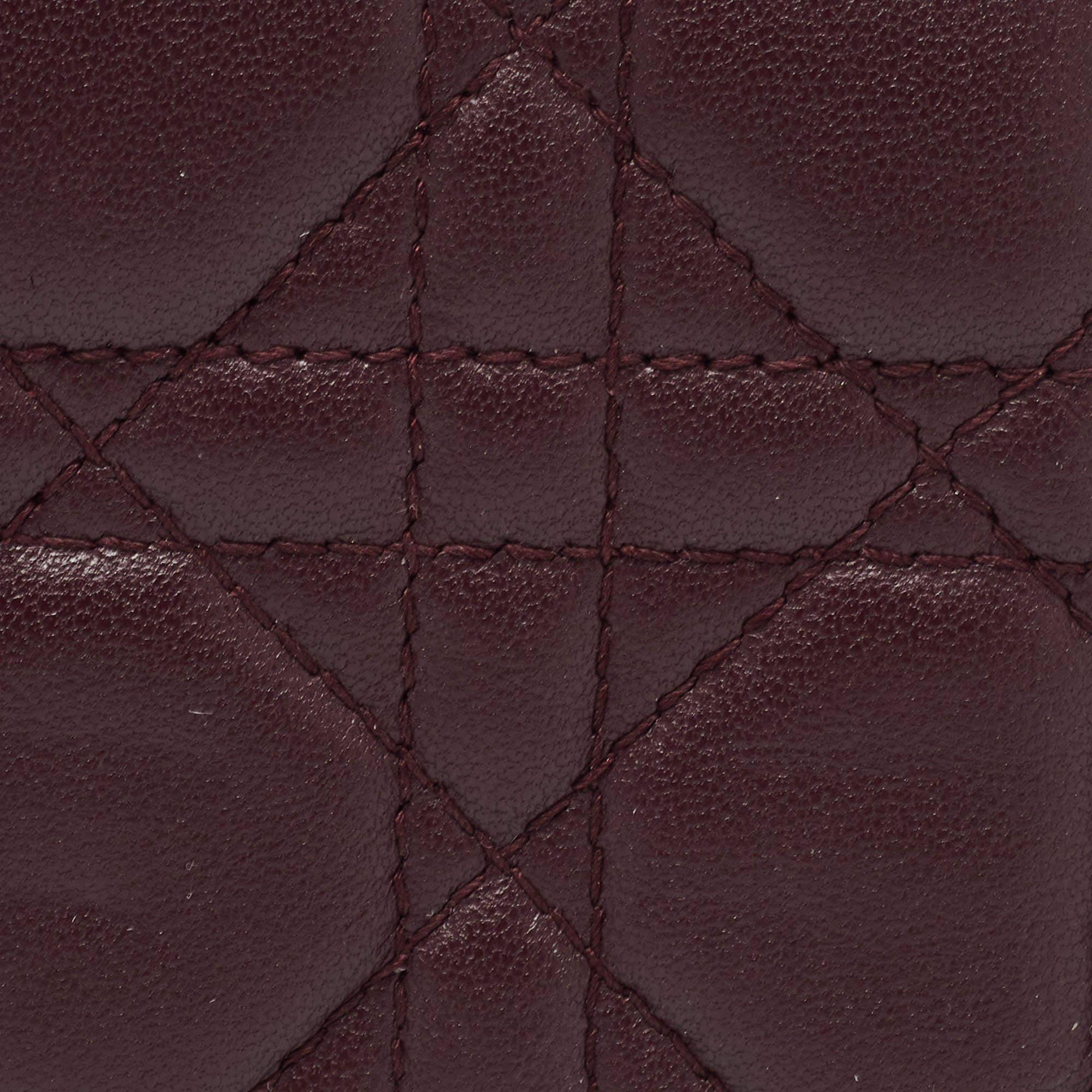 Dior Burgundy Cannage Leather Lady Dior Flap Card Case 4