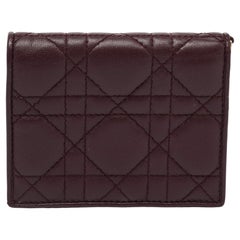 Dior Burgundy Cannage Leather Lady Dior Flap Card Case