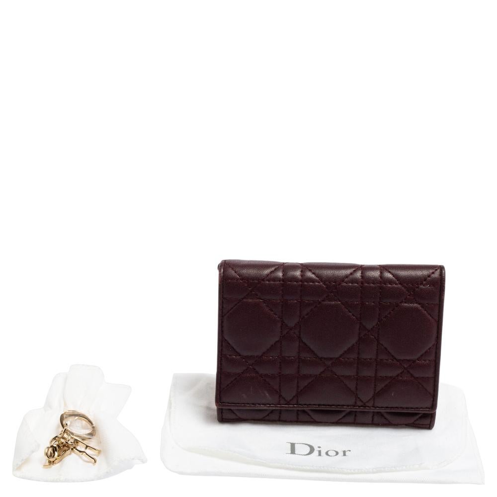 Dior Burgundy Cannage Leather Lady Dior Wallet 5