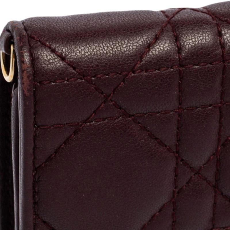 Black Dior Burgundy Cannage Leather Lady Dior Wallet