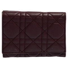 Dior Burgundy Cannage Leather Lady Dior Wallet