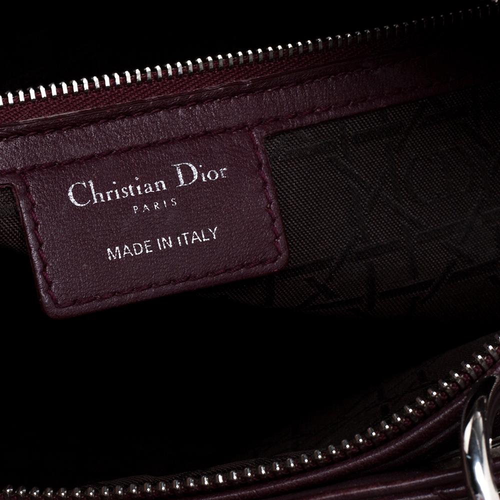 Dior Burgundy Cannage Leather Large Lady Dior Tote 1
