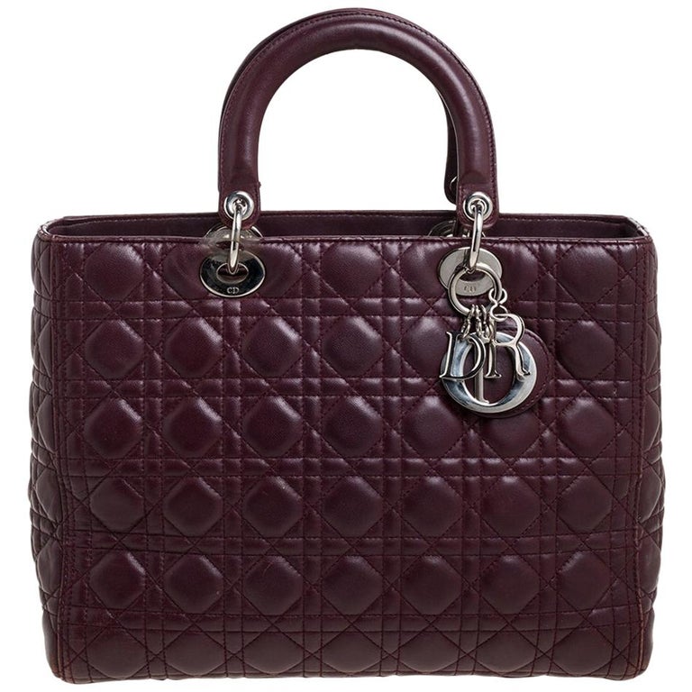 Christian Dior Medium Lady Dior Bag Bordeaux Patent Cannage Calfskin  Burgundy