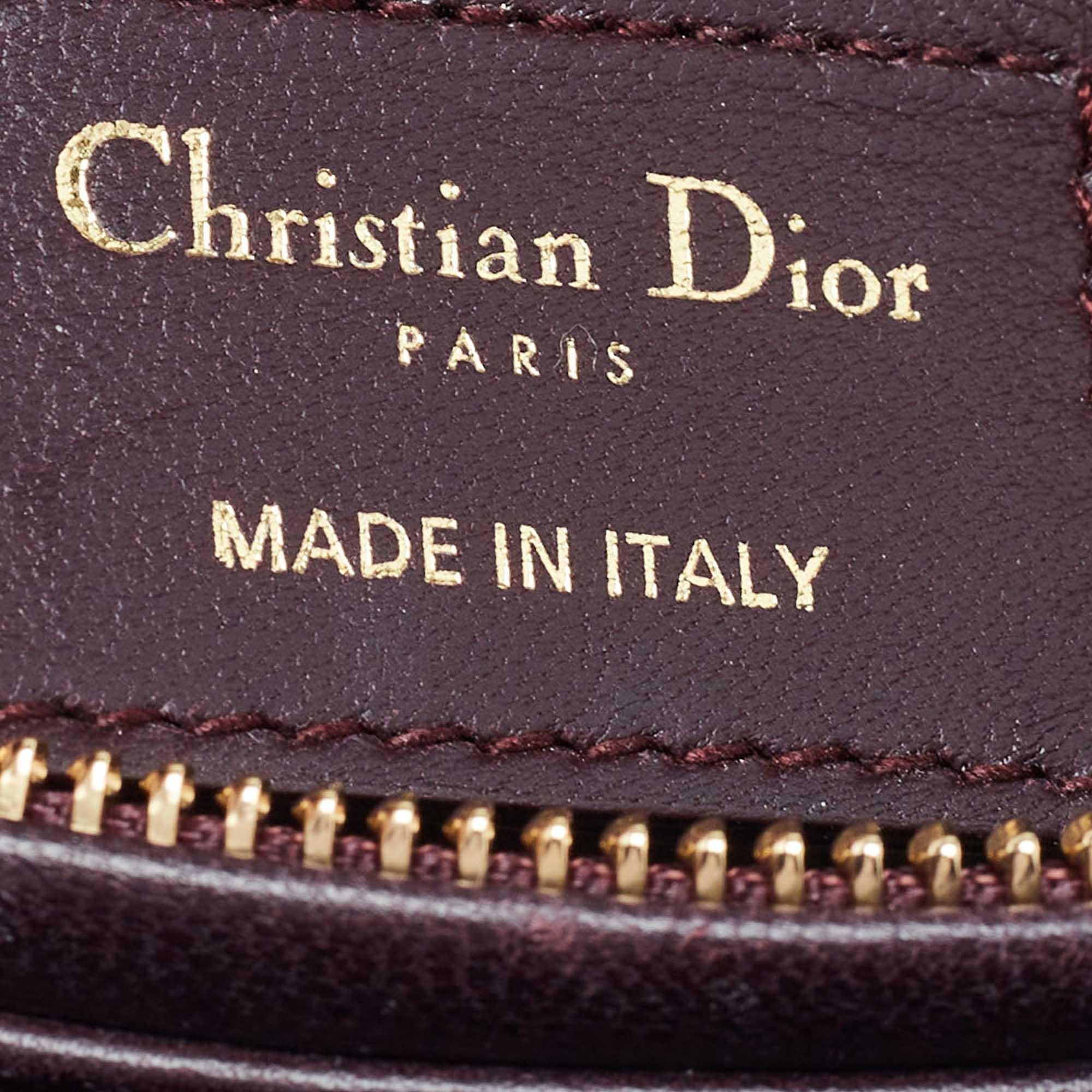Dior Burgundy Cannage Leather Medium Lady Dior Tote 7