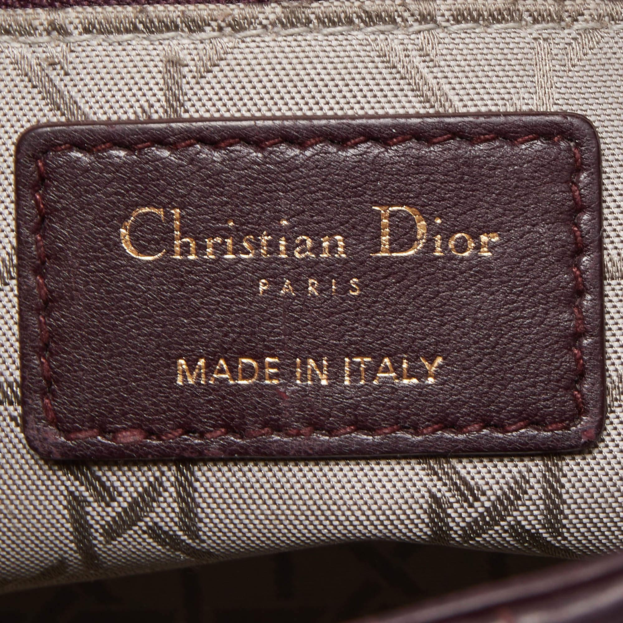 Dior Burgundy Cannage Leather Small Lady Dior My ABCDior Bag 6