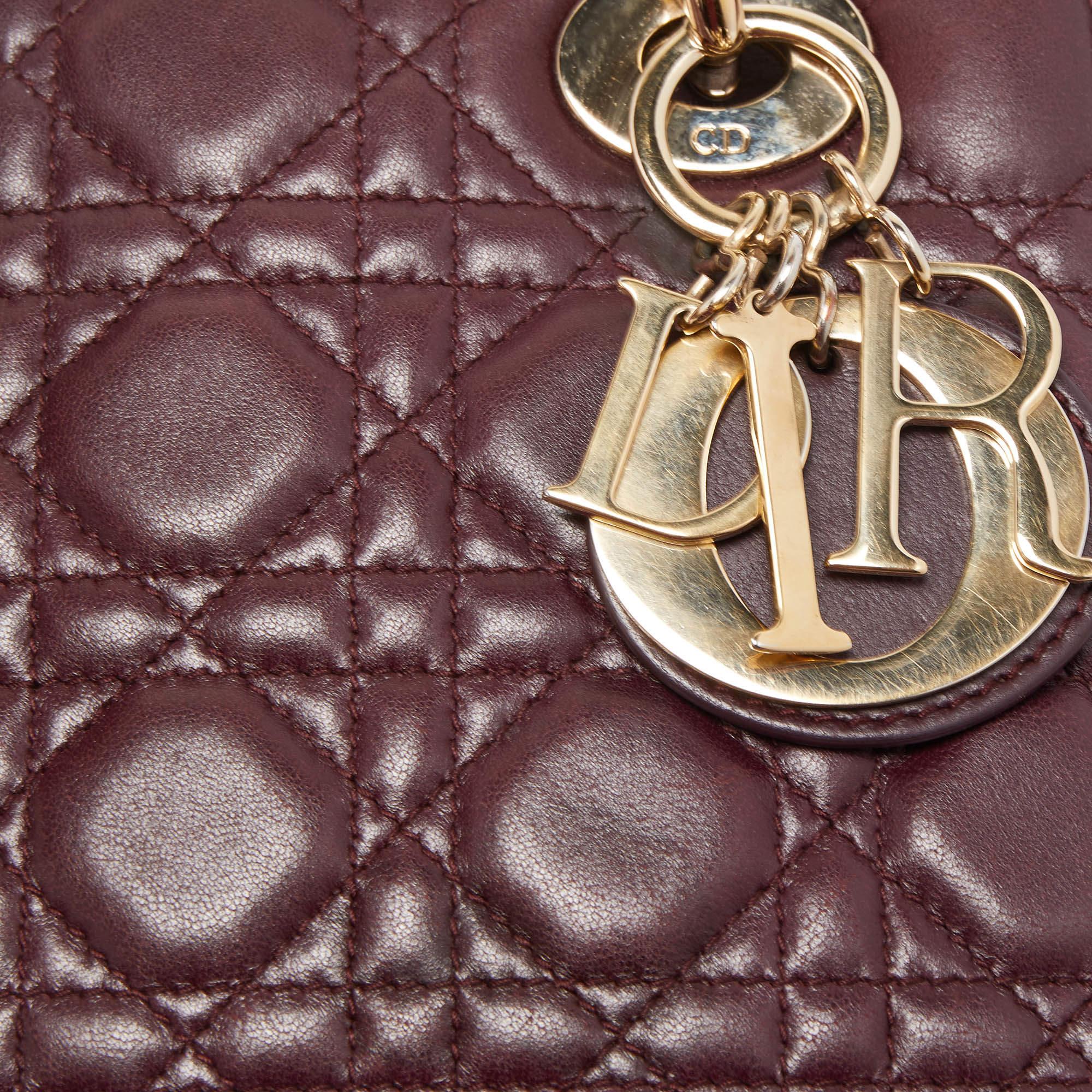Dior Burgundy Cannage Leather Small Lady Dior My ABCDior Bag 11