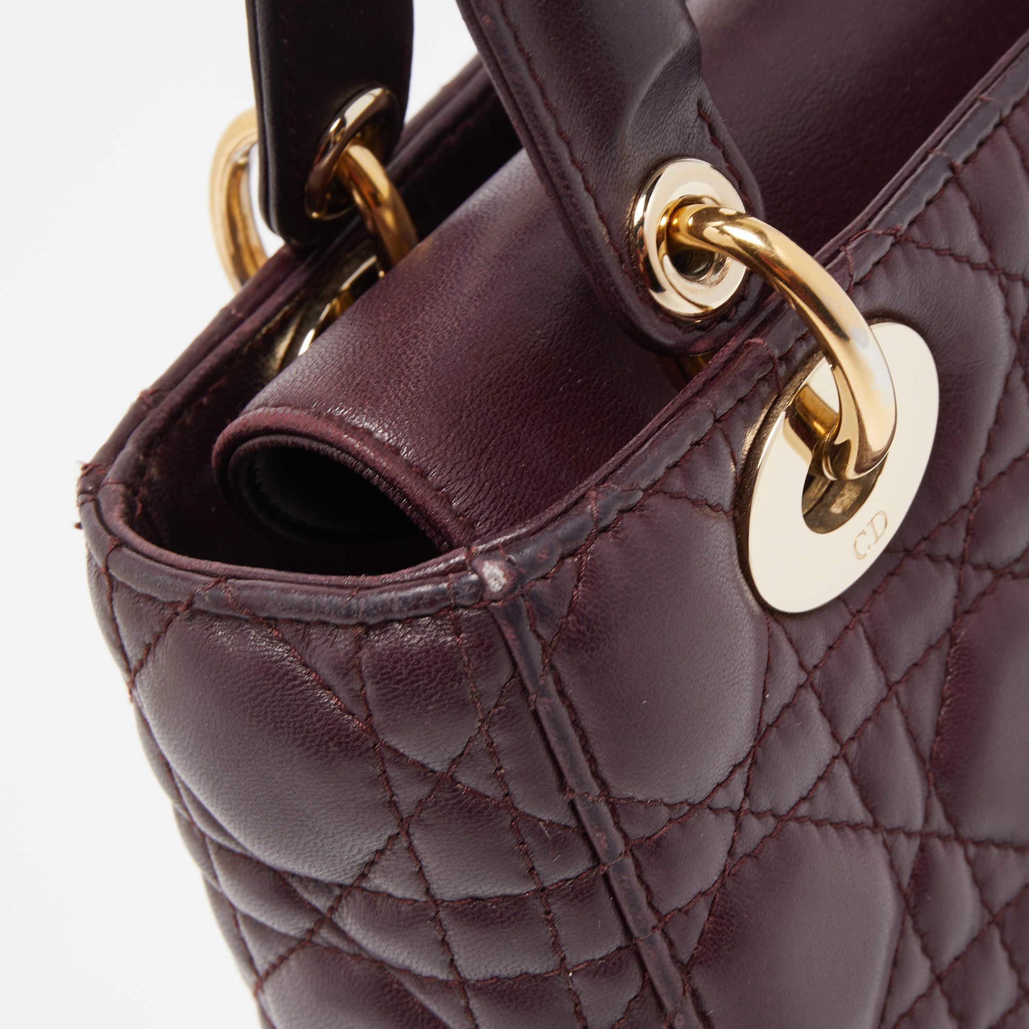 Dior Burgundy Cannage Leather Small Lady Dior My ABCDior Bag 12