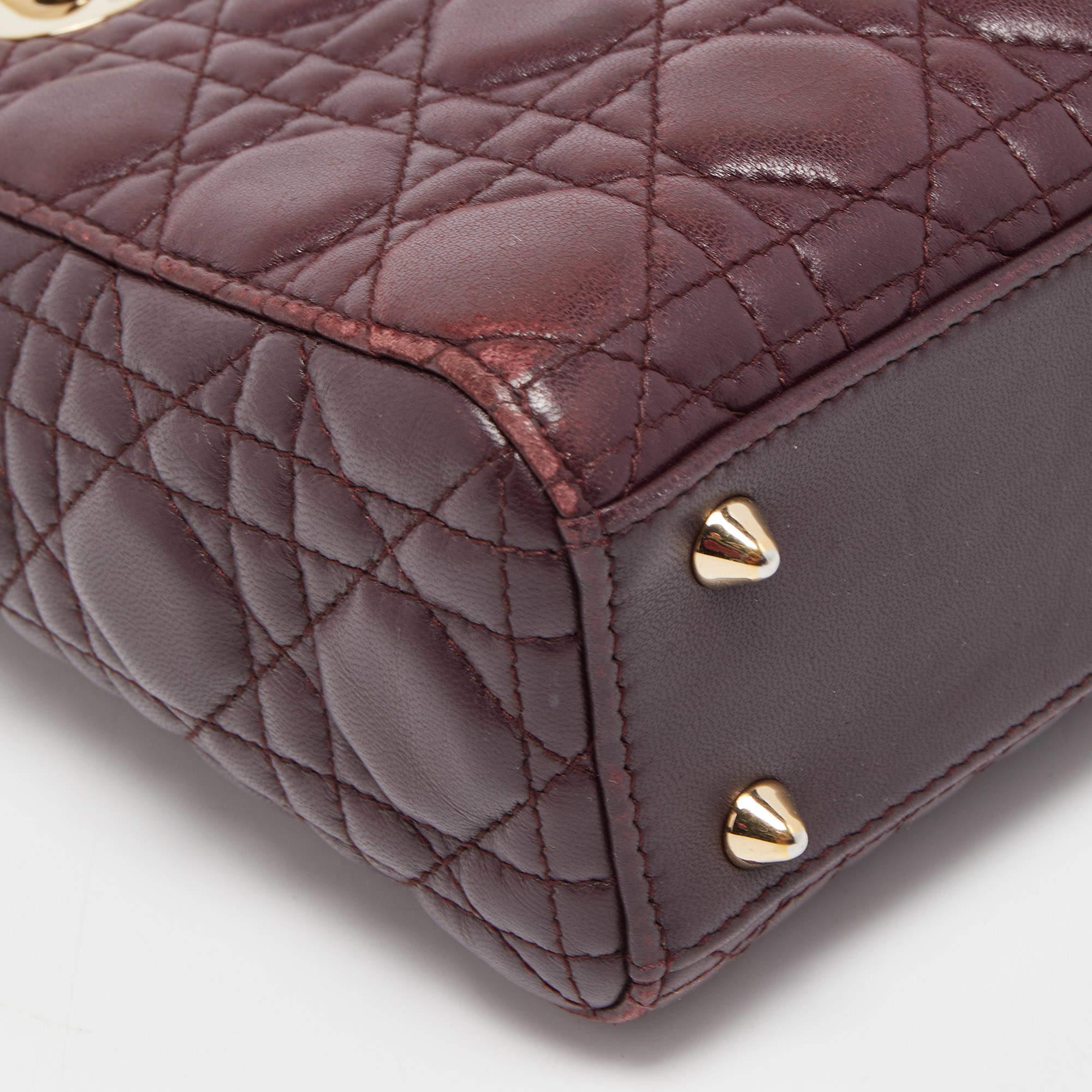 Dior Burgundy Cannage Leather Small Lady Dior My ABCDior Bag 13
