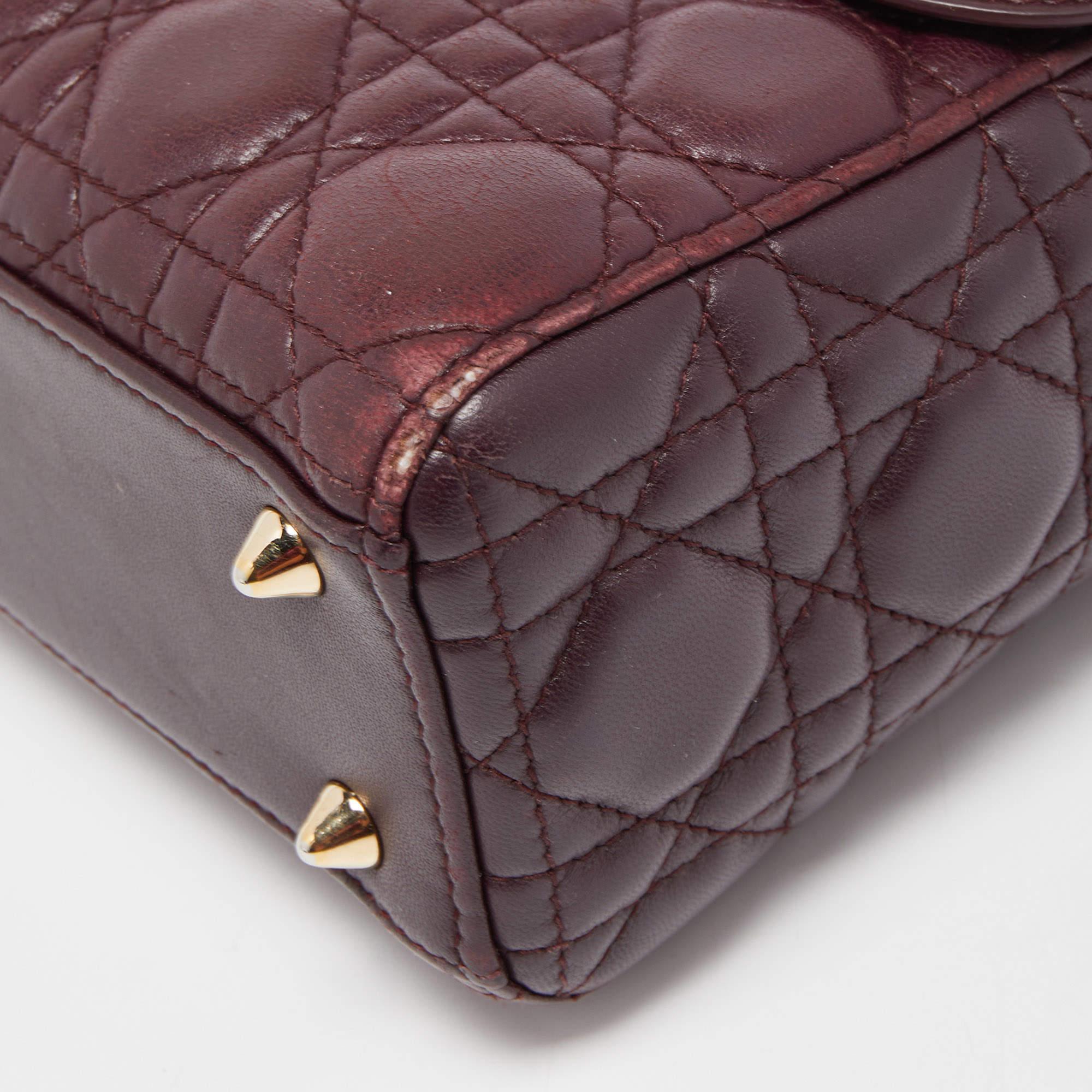 Dior Burgundy Cannage Leather Small Lady Dior My ABCDior Bag 14