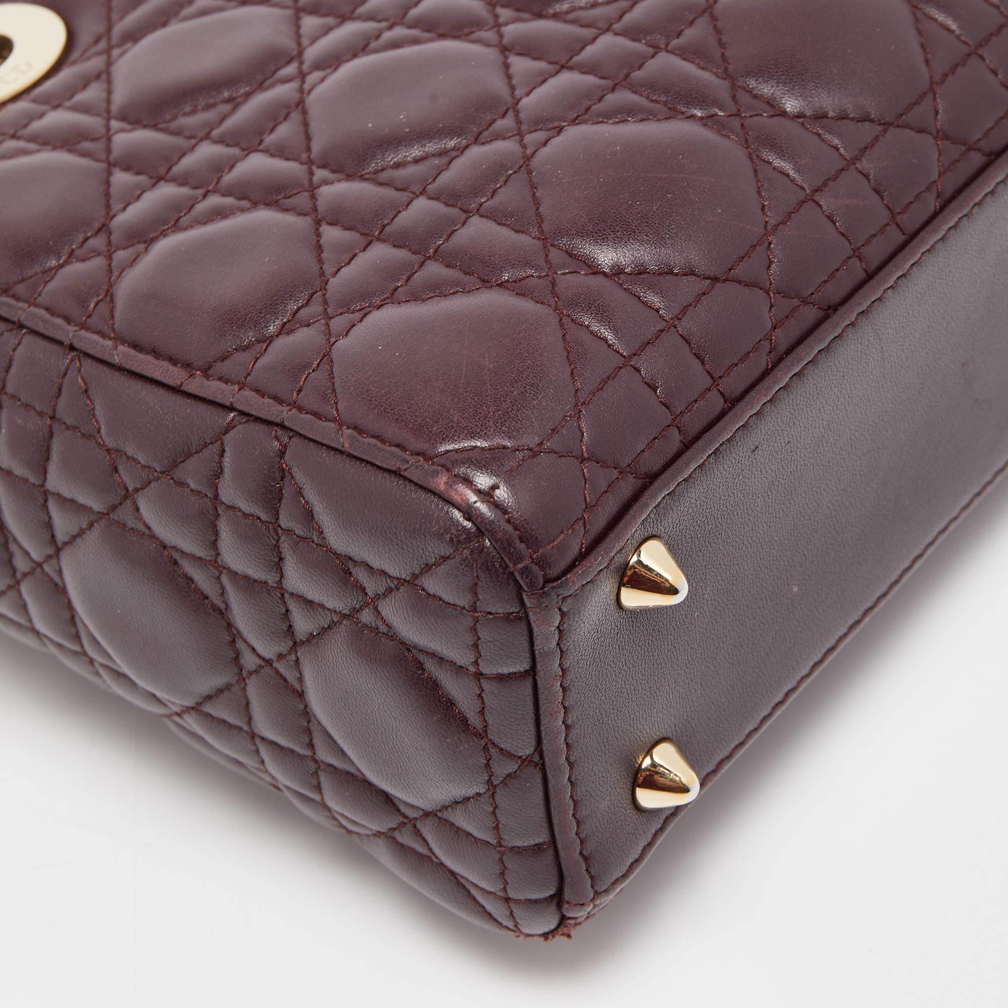 Dior Burgundy Cannage Leather Small Lady Dior My ABCDior Bag 15