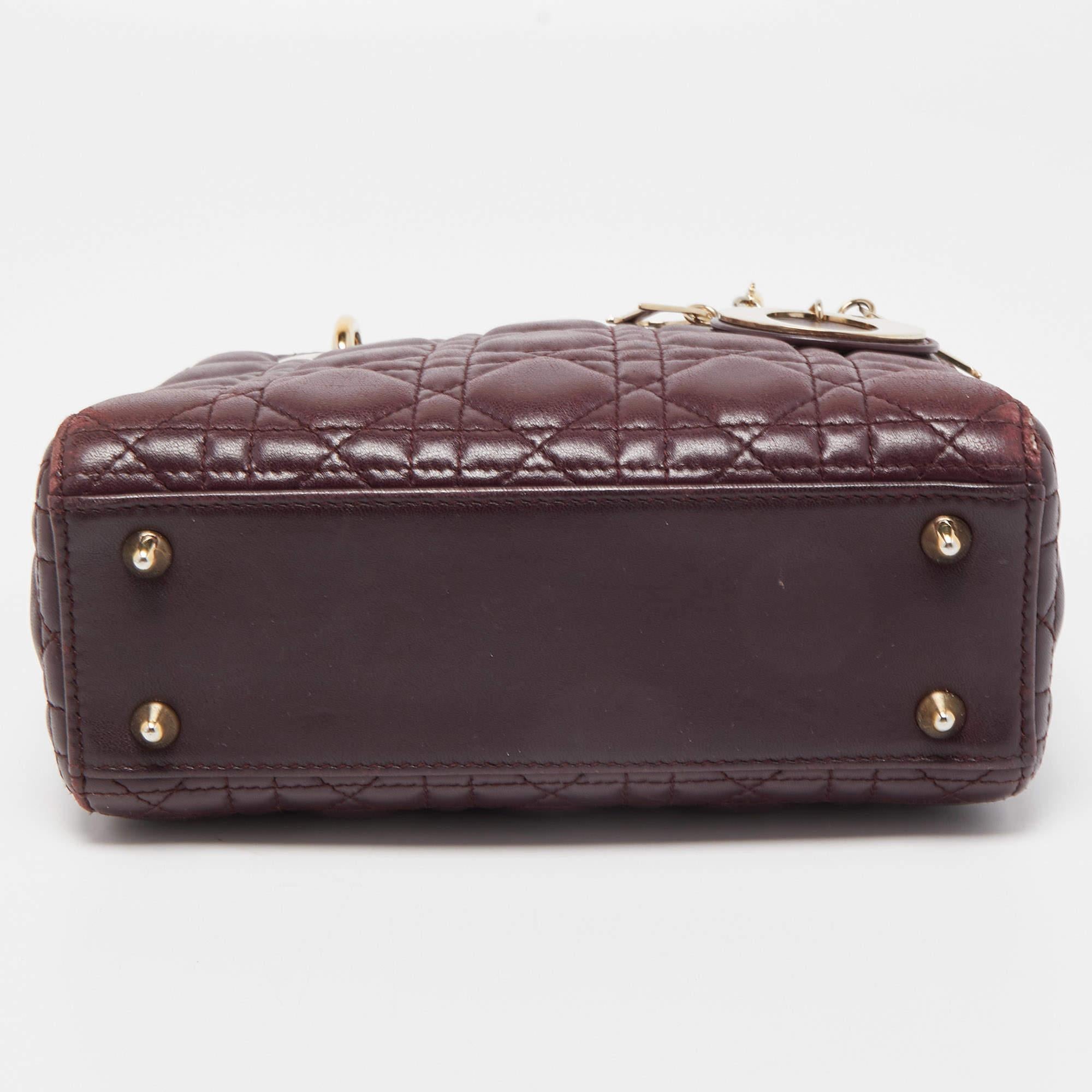 Dior Burgundy Cannage Leather Small Lady Dior My ABCDior Bag 1