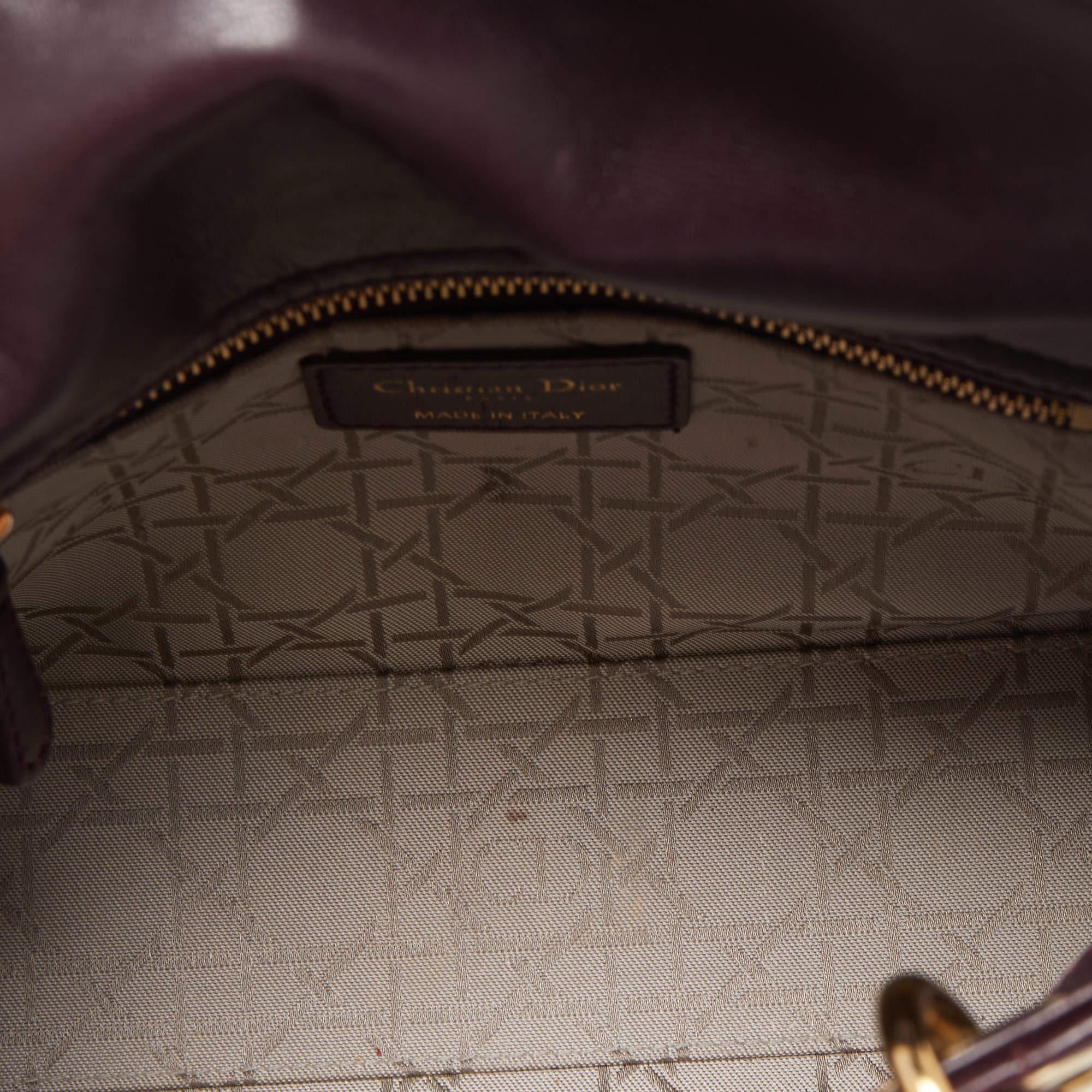Dior Burgundy Cannage Leather Small Lady Dior My ABCDior Bag 4