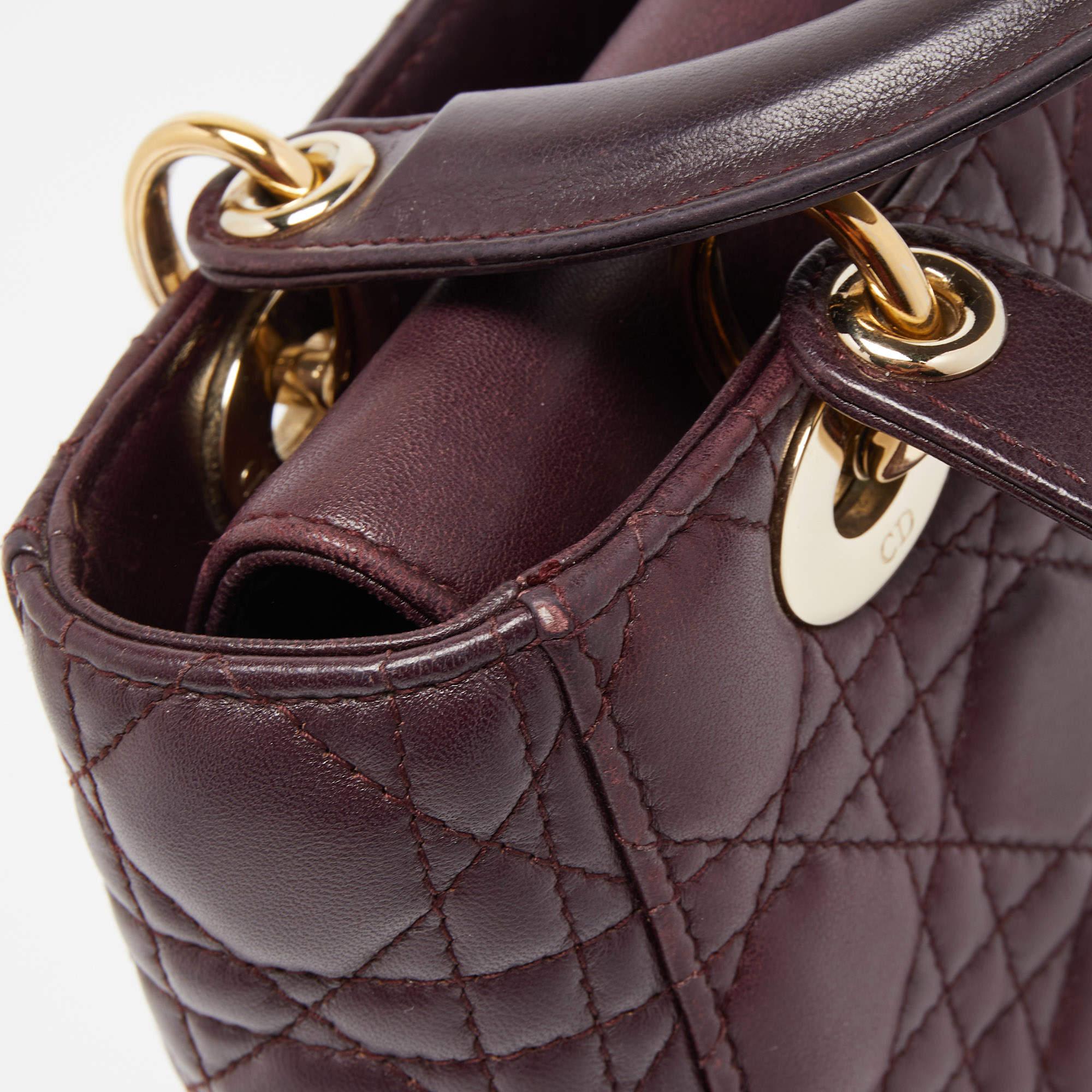 Dior Burgundy Cannage Leather Small Lady Dior My ABCDior Bag 5