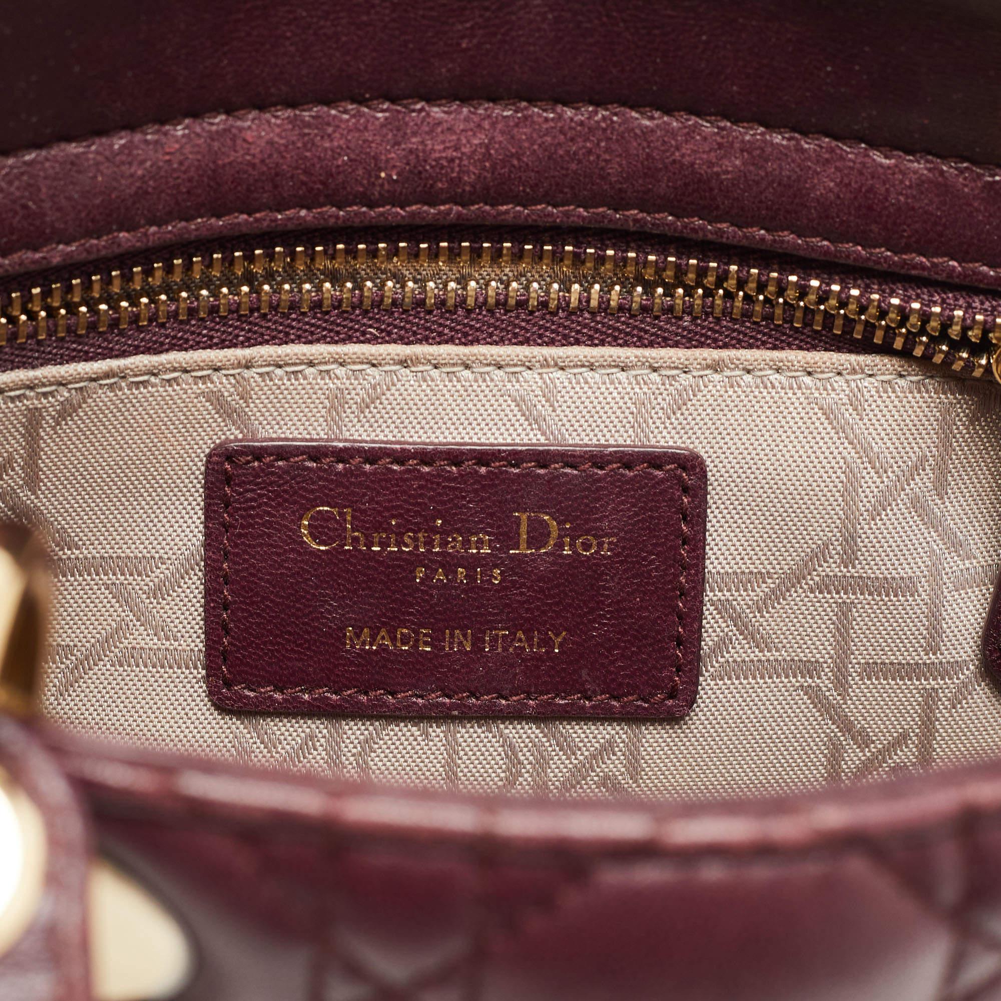Dior Burgundy Cannage Leather Small My ABCDior Lady Dior Tote 1
