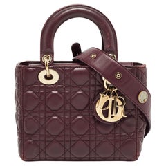 Dior Burgundy Cannage Leather Small My ABCDior Lady Dior Tote