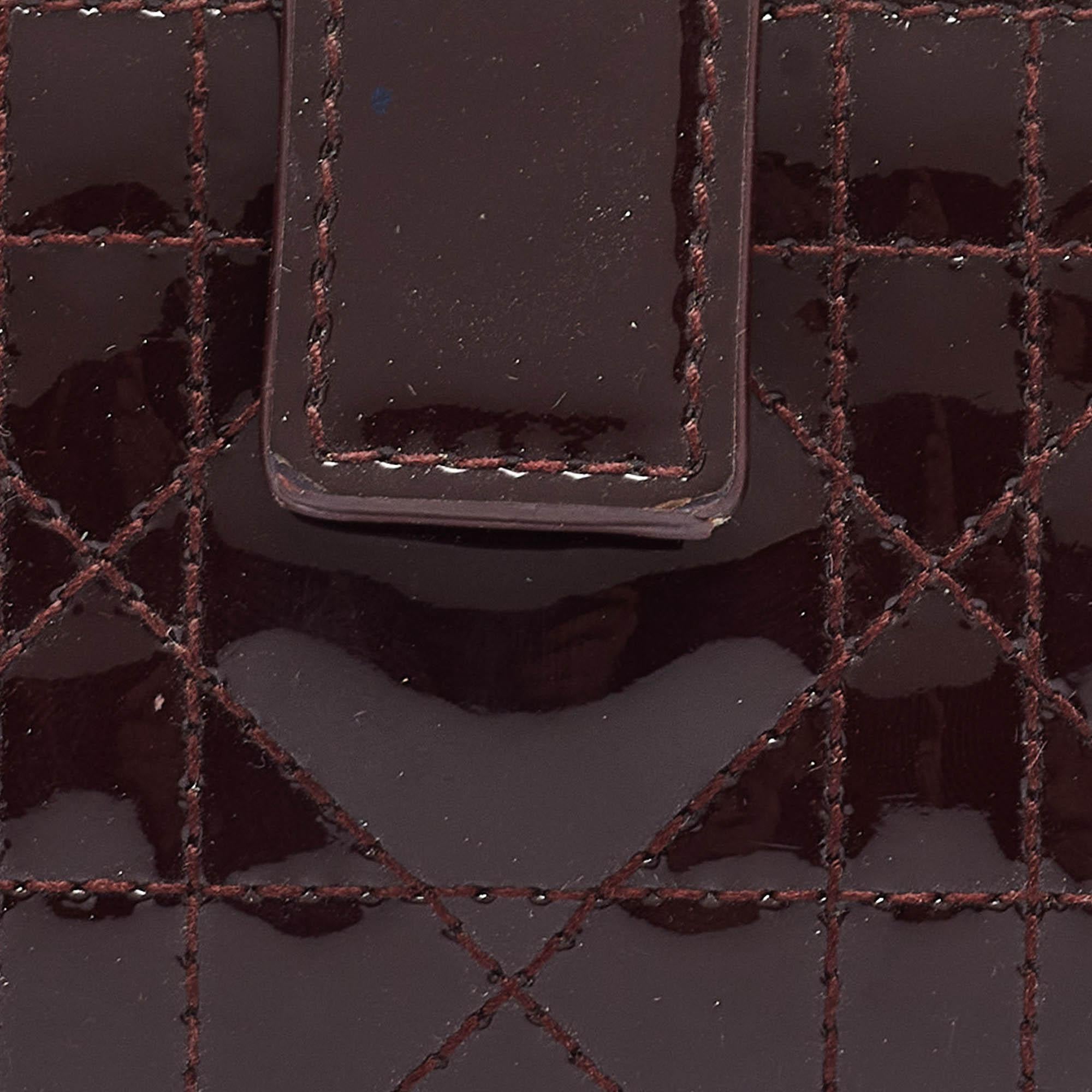 Dior Burgundy Cannage Patent Leather Lady Dior 5 Gusset Card Holder 1