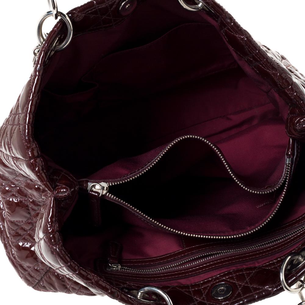 Dior Burgundy Cannage Quilted Soft Patent Leather Large Shopper Tote 1