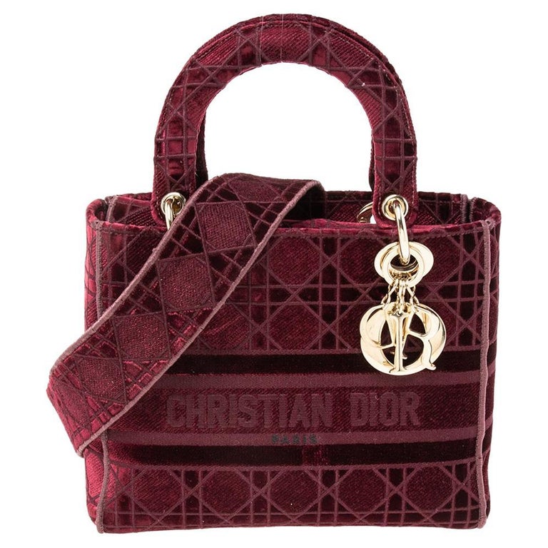 Lady Dior Amaranth Dior Burgundy Cannage Velvet Medium Lady D