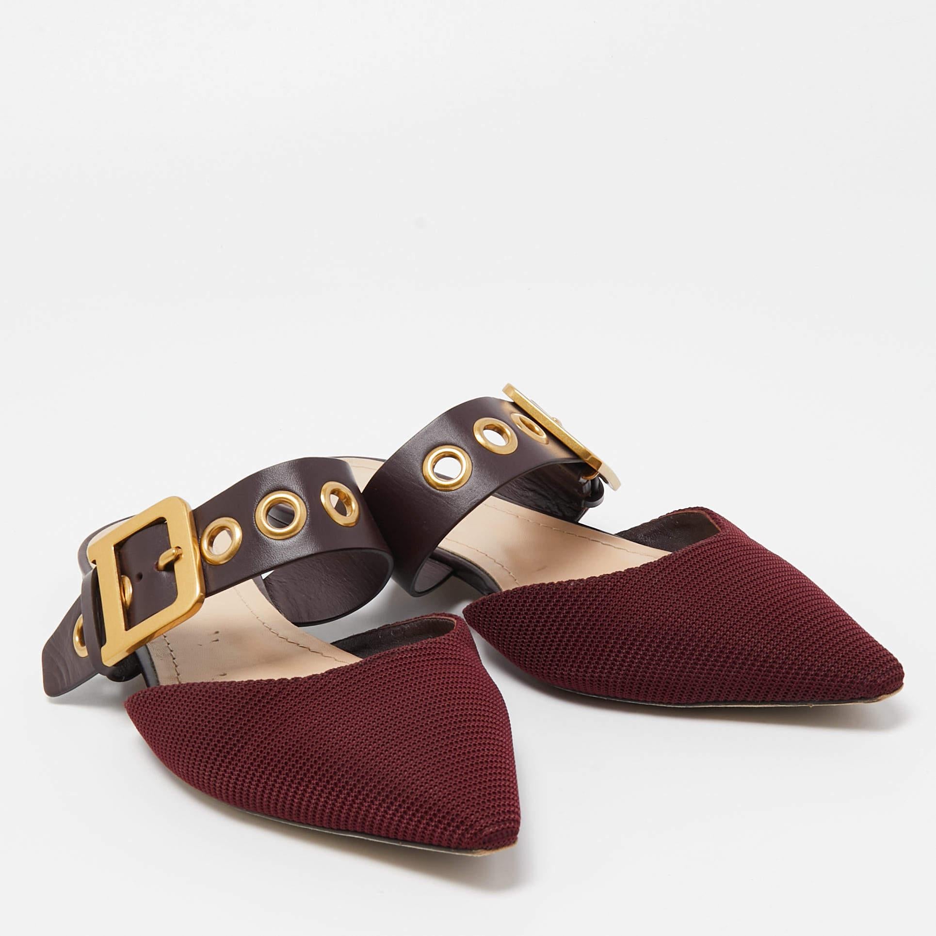 Dior Burgundy Canvas and Leather D-Dior Slide Mules Size 38 In Good Condition In Dubai, Al Qouz 2