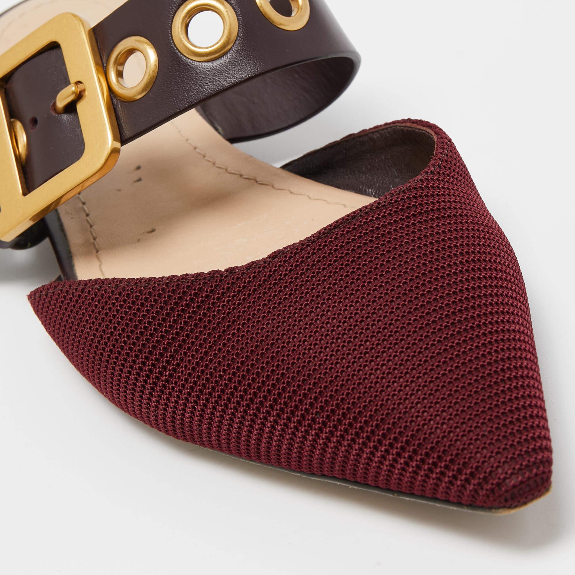 Dior Burgundy Canvas and Leather D-Dior Slide Mules Size 38 3